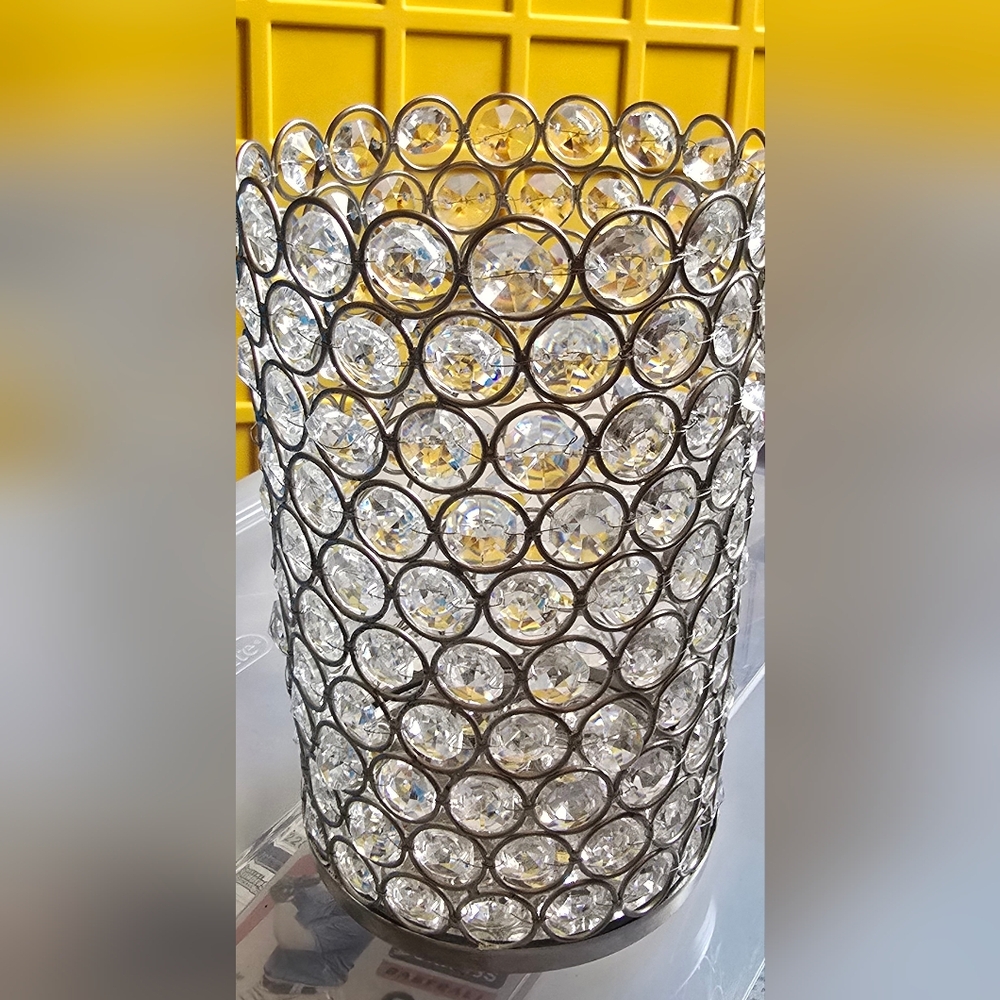 Crystal Embellished Silver Vase
